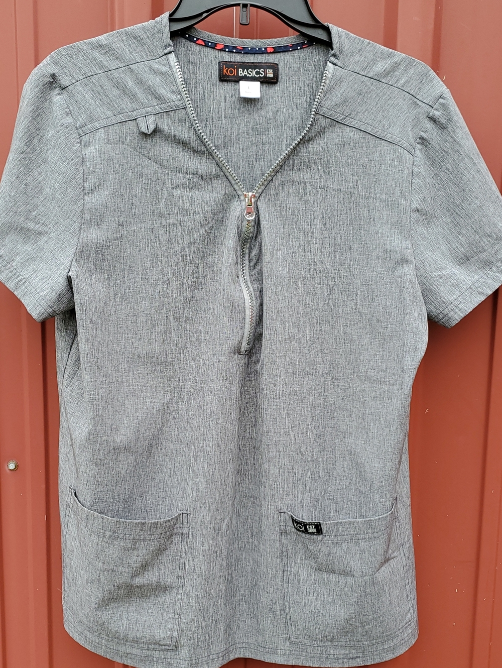 Women's Gray Zip-Front Medical Top